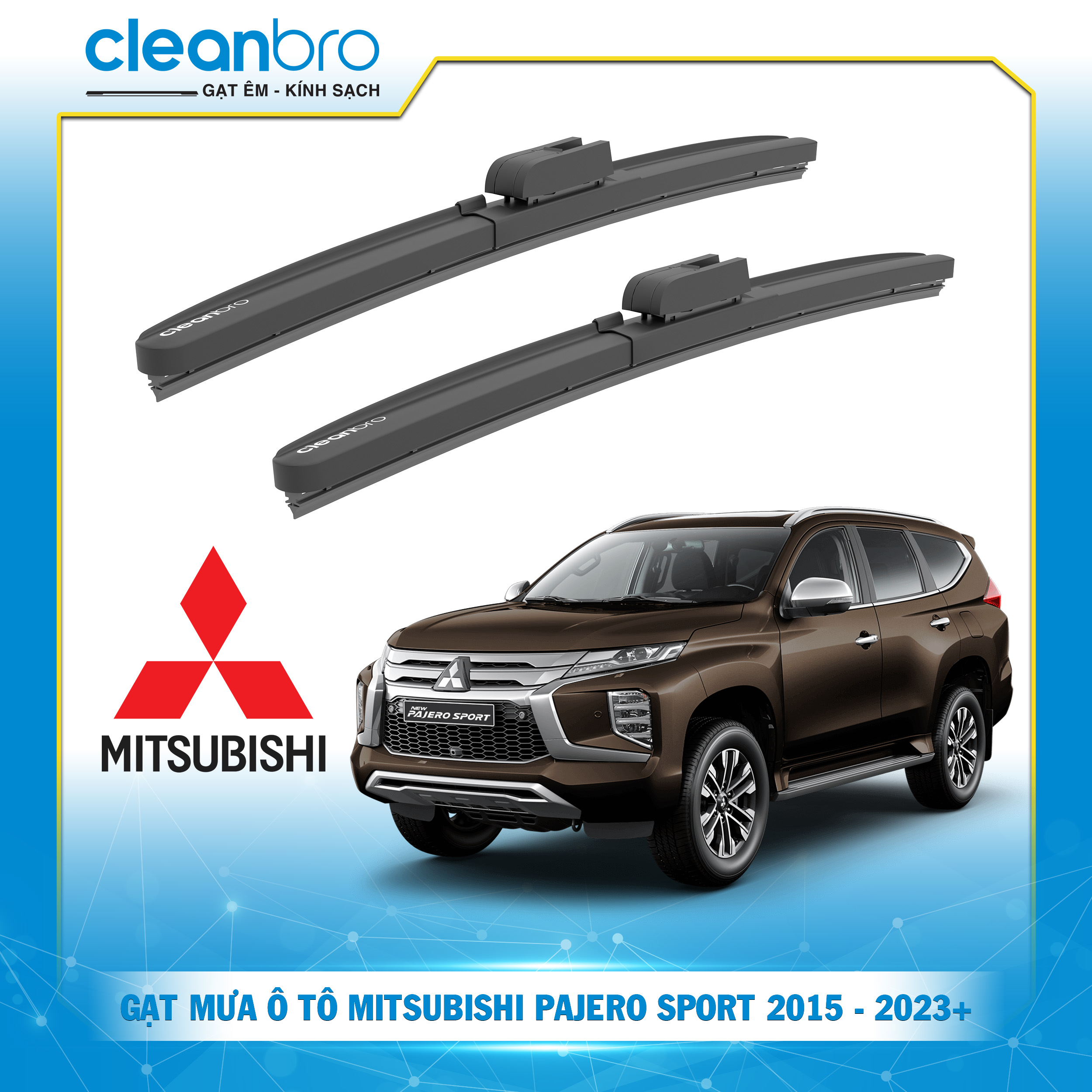 Gạt mưa ô tô hiệu ứng lá sen  Mitsubishi Pajero Sport [2015-2023+]